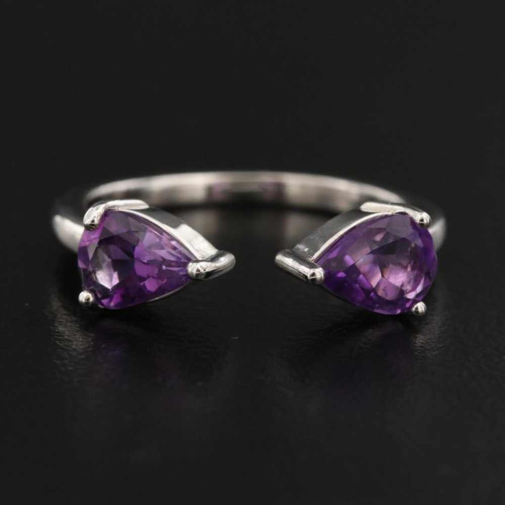 Amethyst Sterling Silver Open Shank Ring
